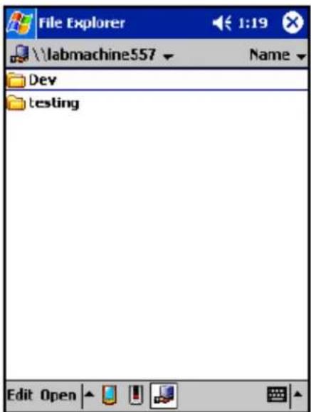 File Explorer 1:19 \labmachine557 Name Dev testing Edit Open