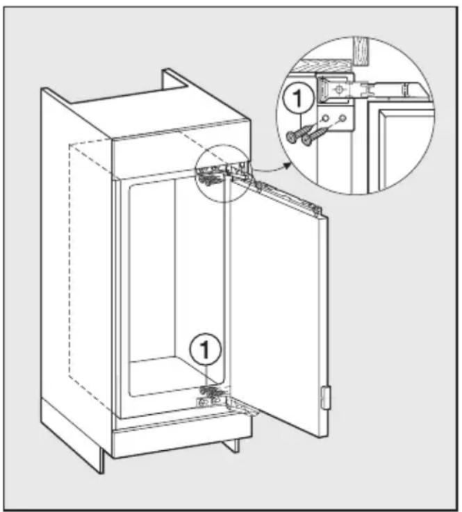 MIELE F 9552-1 I - Het vastmaken van het apparaat in de inbouwkast - 1