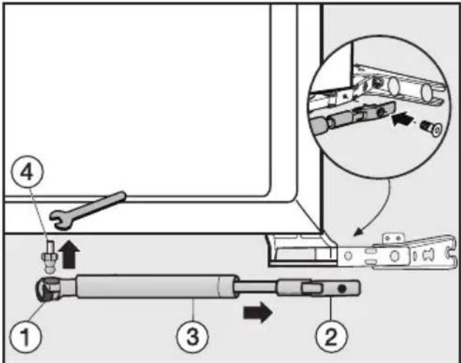 MIELE F 9552-1 I - Het vastmaken van de deursluitingsdemper - 1