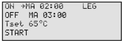 ON →MA 02:00 LEG OFF MA 03:00 Tset 65°C START
