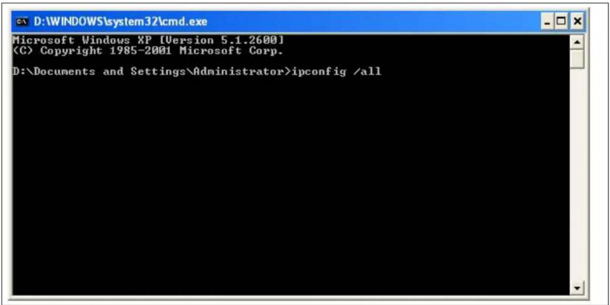 Microsoft Windows XP [Version 5.1.2600] (C) Copyright 1985-2001 Microsoft Corp. D:\Documents and Settings\Administrator>ipconfig /all