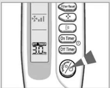 Filter Reset (≥) On Timer Off Timer OFF TIMER 3.0 Hz
