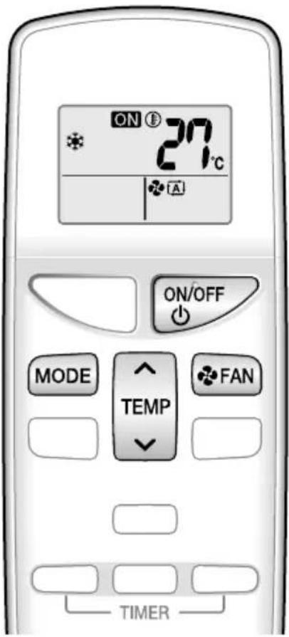 ON 27°C A ON/OFF MODE TEMP FAN TIMER