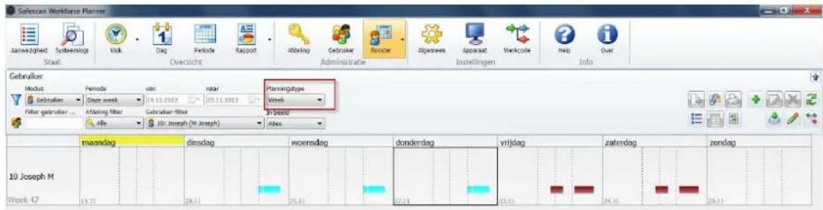 Sofescan Workforce Planner Gebruiker Modus Gebruiker Filter gebruiker ... 10 Joseph M Week 47 Maandag dinsdag woensdag donderdag vrijdag zahendag zondag