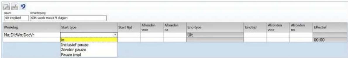 Rasm 40 implied Omschrijving 40th werk week 5 dagen Weeklog Start type Start tijd Afroonden voor Afroonden no End-type Eindtijd Afroonden voor Afroonden na Effectief Ma;Di;Wo;Do;Vr - in Inclusief pauze Zonder pauze Pauze impl Ult 00:00