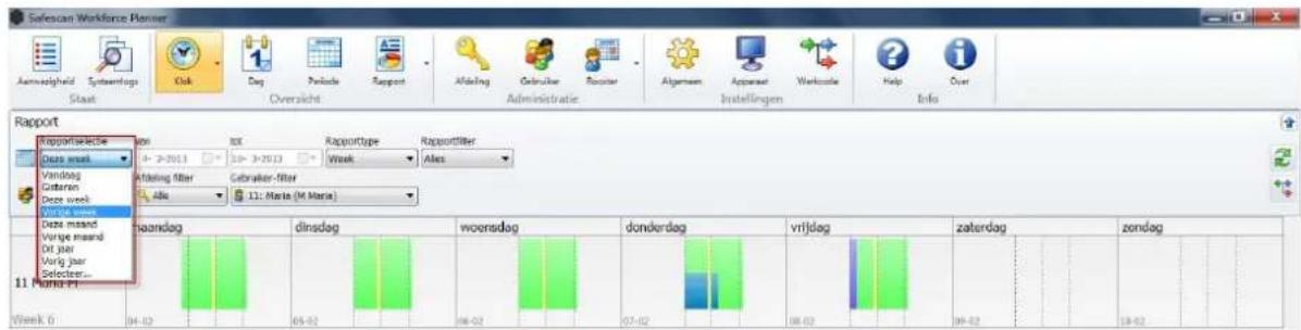 Safescan Workforce Planner Aamverzgheld Systemlogs Cok Day Perkade Rapport Afdeling Grubrider Rognier Algemann Apparaat Workcode Help Over Staat Oversight Administratie Instellingen Info Rapport Rapportselectie Deza week 0-2-2013 RAPORTYPE Rapportfilter Vandag Catanan Deza week 11: Maria (M Maria) Afdeling filter Gebruker-filter Deza manand Vorige manand Dit jjar Vorig jjar Selecter... Fornet- Haandag dinsdag woensdag donderdag vrijdag zaterdag zendag Week 6 04-02 05-02 06-02 07-02 08-02 09-02 10-02 11