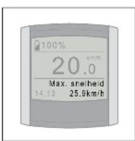 100% 20.0 Max. snelheid 14.13 25.9km/h