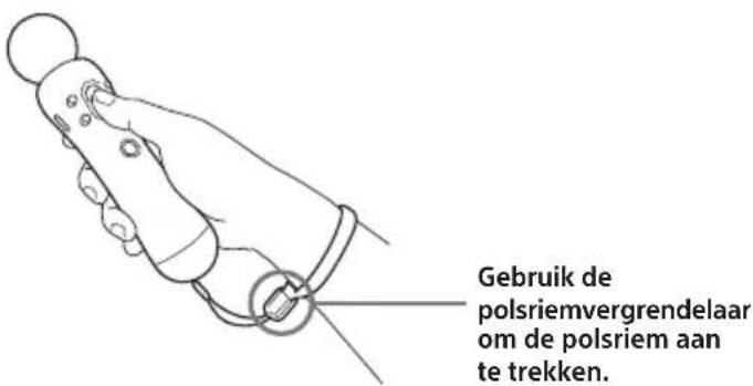 Gebruik de polsriemvergrendelaar om de polsriem aan te trekken.