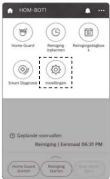 HOM-BOT1 Home Guard Reinging inplannen Reingingsdagboek Smart Diagnosis Instellingen Geplande voorvallen Reiniging | Eenmaal 06:31 PM Home Guard starten Reinging starten