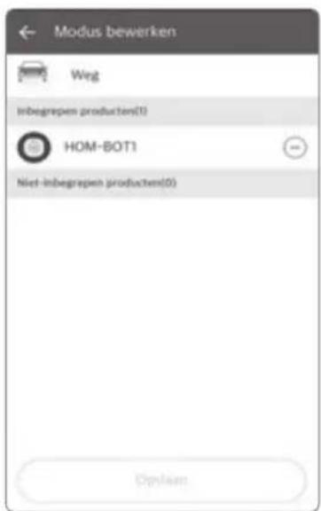 Modus bewerken Weg Inbegrepen producten(1) HOM-BOT1 Niet-inbegrepen producten(0) Opplawn