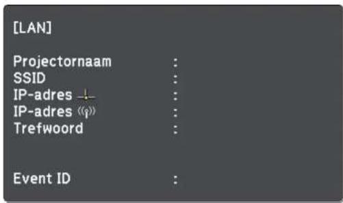 [LAN] Projectornaam : SSID : IP-adres ↓- IP-adres («i») : Trefwoord : Event ID :