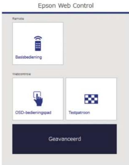 Epson Web Control Remote Basisbediening Webcontrol OSD-bedieningspad Testpatroon Geavanceerd