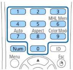 1 2 3 4 5 MHL Menu Auto Aspect 6 7 8 Color Modu 9 Num 0 ID Menu Esc