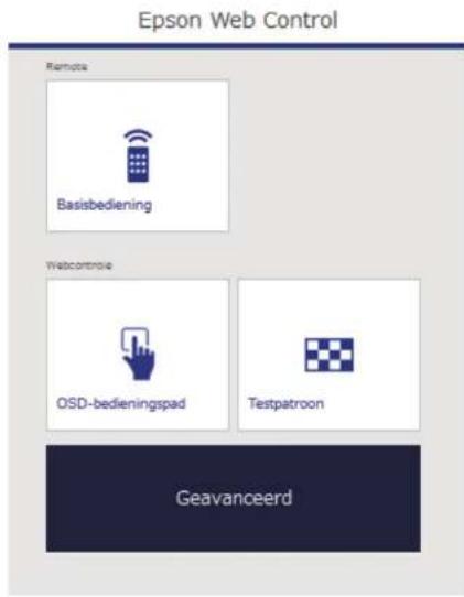Epson Web Control Remote Basisbediening Webcontrol OSD-bedieningspad Testpatroon Geavanceerd