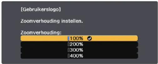 [Gebruikerslogo] Zoomverhouding instellen. Zoomverhouding: 100% 200% 300% 400%