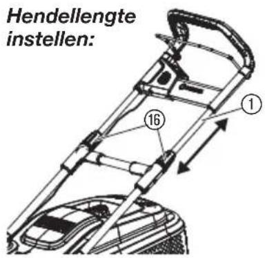 Hendellengte instellen: 16 ①