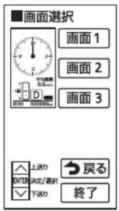 ■画面選択 画面1 画面2 画面3 上送り ENTER決定/審査 下送り 戻る 終了
