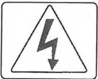 Warning sign depicting a lightning bolt symbol with downward arrow inside a triangle