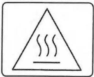 Warning symbol with a triangle containing steam lines and a horizontal line, enclosed in a rounded rectangle.