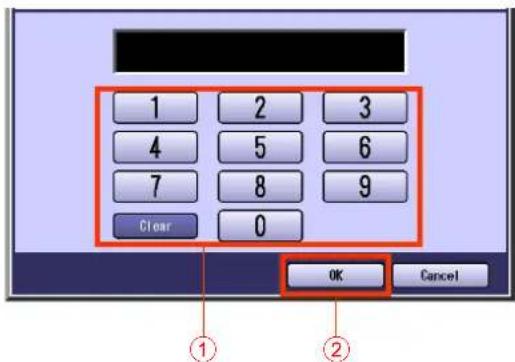 1 2 3 4 5 6 7 8 9 Clear 0 OK Cancel ① ②