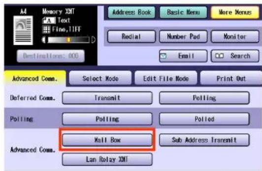 Memory X3T Text Fine, TIFF Address Book Basic Menu More Menus Redial Number Pad Monitor Email Search Destination: 000 Advanced Comm. Select Mode Edit File Mode Print Out Deferred Comm. Transmit Polling Polling Polling Advanced Comm. Mail Box Sub Address Transmit Lan Relay X3T