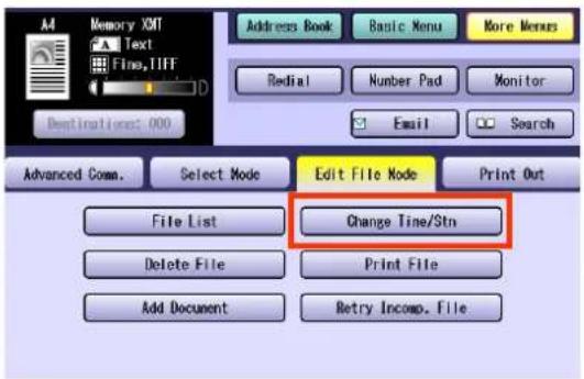 Memory XMT Text Fine, TIFF Destinations: 000 Address Book Basic Menu More Versus Redial Number Pad Monitor Email Search Advanced Comm. Select Mode Edit File Mode Print Out File List Change Time/Strn Delete File Print File Add Document Retry Incomp. File