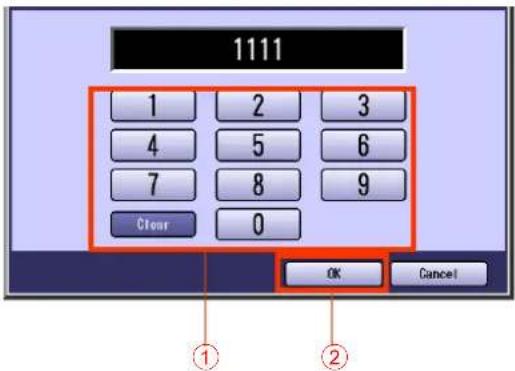 1111 1 2 3 4 5 6 7 8 9 Clear 0 OK Cancel ① ②