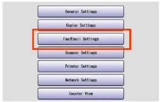 General Settings Copier Settings Fax/Email Settings Scanner Settings Printer Settings Network Settings Counter View