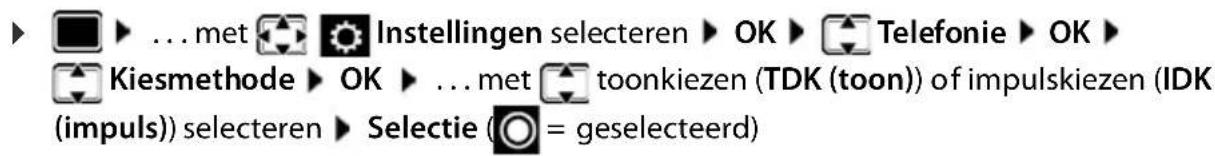 GIGASET C570 Duo - Kiesmethode toonkiezen (TDK (toon)) of impulskiezen (IDK (impuls)) instellen - 1