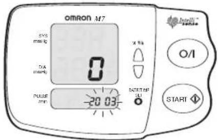 omron A7 800 mm Hg 50A mmHg 0 PULSE min 20.03 34 % DATE/TIME SU START