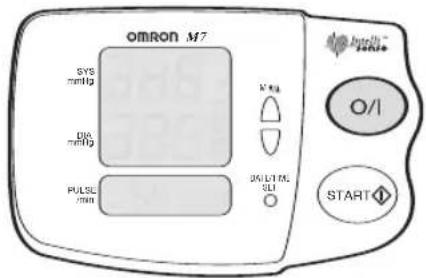 omron M7 SYS mmHg DIA mmHg PULSE min Kga 30GHz/100 SLI START