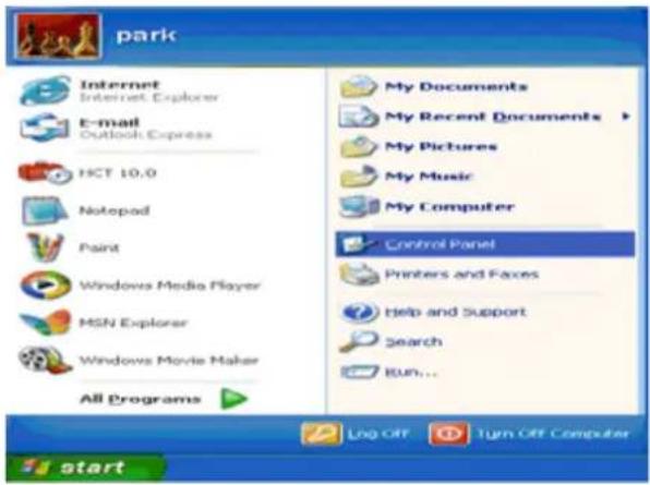 park Internet Internet Explorer E-mail Outlook Express HCT 10.0 Notepad Paint Windows Media Player MSN Explorer Windows Movie Maker All Programs My Documents My Recent Documents > My Pictures My Music My Computer Control Panel Printers and Faces help and Support Search Run... Log Off Turn Off Computer start