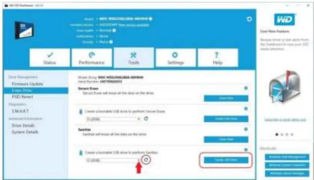 WESTERN DIGITAL SSD Dashboard - Een opstartbare USB-schijf maken met de functie voor opschonen - 1