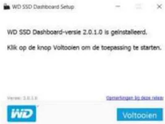 WD SSD Dashboard Setup WD SSD Dashboard-versie 2.0.1.0 is geinstalleerd. Klik op de knop Voltooien om de toepassing te starten. Version: 2.0.1.0 Opmeringen in deze release WID Voltooien