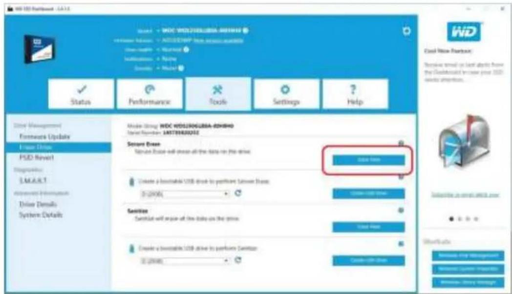 WESTERN DIGITAL SSD Dashboard - Opmer-king: - 2
