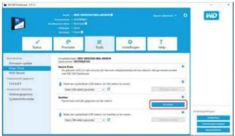 WESTERN DIGITAL SSD Dashboard - Gebruikersgegevens verwijderen met functie voor opschonen - 2