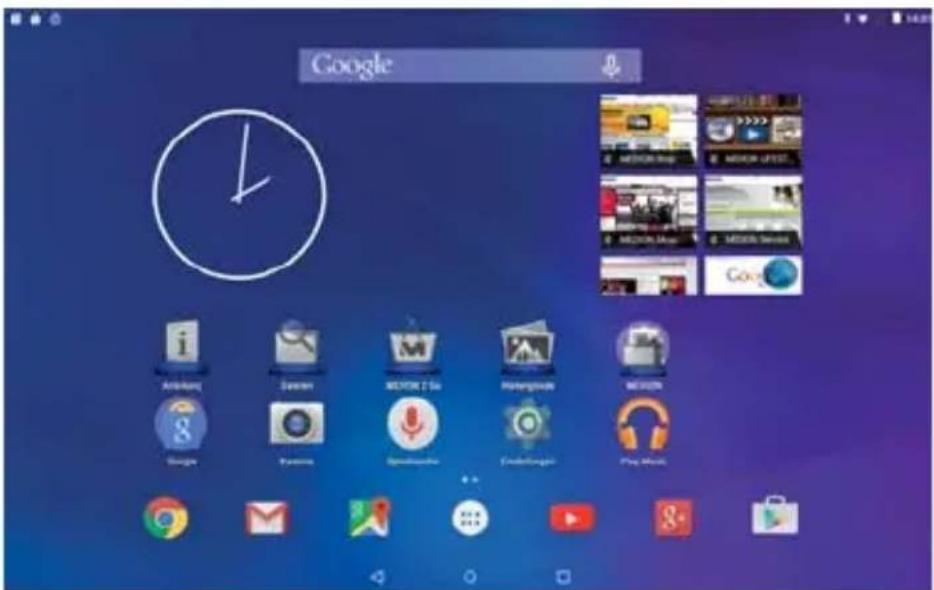 MEDION LIFETAB X10311 - Beschrijving van het startscherm - 1
