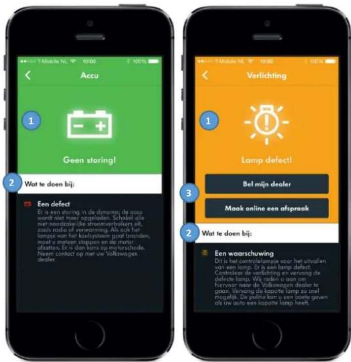 Accu 1 Geen storing! Wat te doen bij: 2 Een defect Er is een storing in de dynamo; de accu wordt niet meer opgepladen. Schakel alle met-woordskalikte stroomverbruikers uit, zoals radio of verworming. Als ook het lampje van het koelysteem gaat branden, moet u mot een stoppen en de motor ofzetten. Er is dan koms op motorschode. Neem contact op met uw Volkswagen dealer. 3 Verlichting 1 Lamp defect! Bel mijn dealer Maak online een afspraak 2 Wat te doen bij: 2 Een waarschuwing Dit is het controlelampje voor het uitvallen van een lamp. Er is een lamp defect. Controleer de verlichting en vervang de defective lamp. Wit maken u aan om hiervoor naar de Volkswagen dealer te gaan. Vervang de kappote lamp ze snel mogelijk. De polite kan u een boete geven als uw auto een kappote lamp heeft.