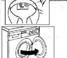 Diagram showing a washing machine with a handbag and a close-up of its side, illustrating the process of cleaning or repair.
