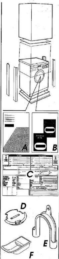 Technical diagram of a washing machine with labeled components and exploded view