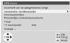 ERG-manu Overfront van de aangstokende progr. Aanbeders-/zenderselachte Voorkeutzanders Persoornijks onderworselschte Timer TV inschokeler Nes Overige ... OK are info NOMTortig HDI Sinde