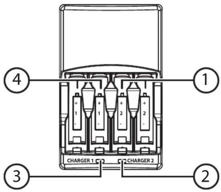 4 1 + - 1 + - 2 + - 2 3 2 CHARGER 1 CHARGER 2