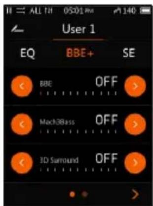 User 1 EQ BBE+ SE BEE OFF Mach38lass OFF 3D Surround OFF