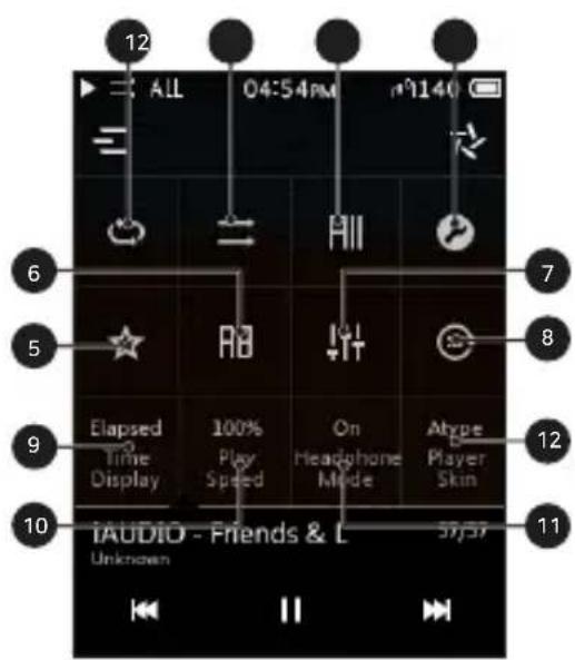 12 ALL 04:54PM 1140 6 5 9 10 IAUDIO - Friends & Unknown 100% Play Speed On Headphone Mode Atype Player Skin 7 8 12 11