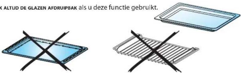 K ALTUD DE GLAZEN AFDRUIPBAK als u deze functie gebruikt.