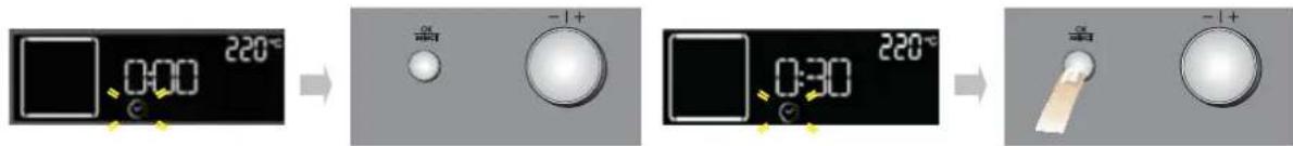 220°C 0:00 OK -1+ 220°C 0:30 OK -1+