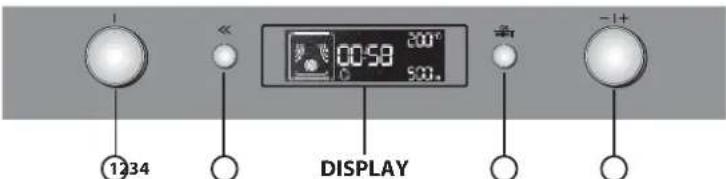 1234 << 00:58 200° C 500A DISPLAY -1+