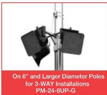 On 6" and Larger Diameter Poles for 3-WAY Installations PM-24-6UP-G
