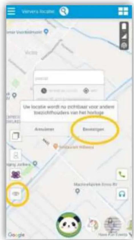 Uw locatie wordt nu pichtbaar voor andere Toezichthouders van het horloge Annuemer Bekkerpak
