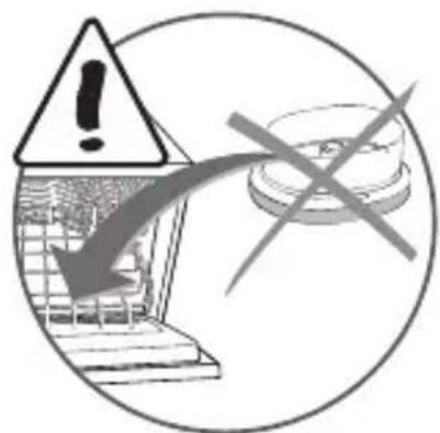 Warning symbol with exclamation mark, downward arrow, and crossed cross indicating incorrect or invalid conditions